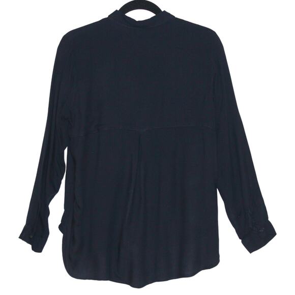 MANGO Navy Button Down Blouse Medium - Picture 4 of 7
